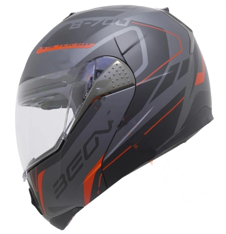 KASK ÇENE AÇILIR GÖZLÜKLÜ BEON KIRMIZI SİYAH[ L ] (57819)